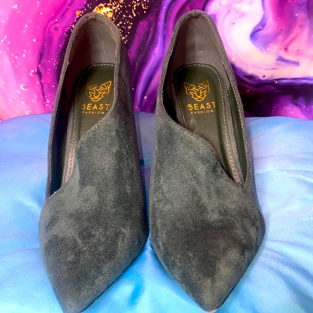 Beautiful BEAST Green Suede Heels
